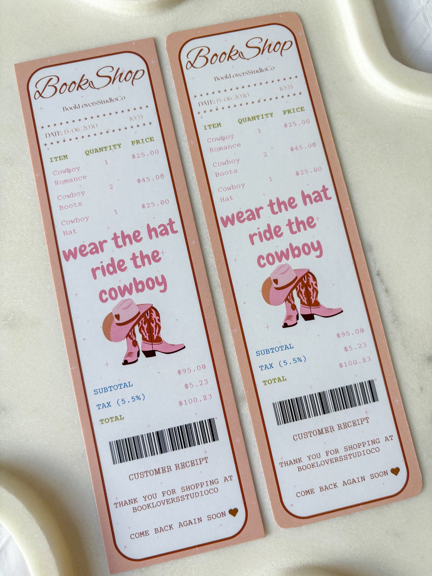 Cowboy Romance Receipt Bookmark