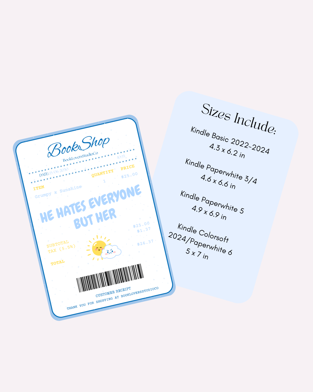 Grumpy x Sunshine Receipt Kindle Insert DIGITAL