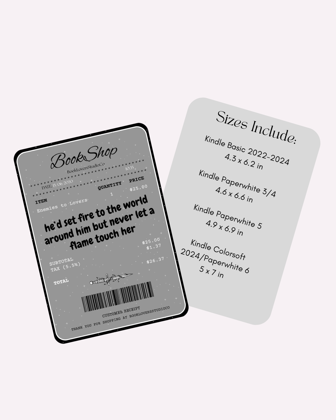 Enemies to Lovers Receipt Kindle Insert DIGITAL