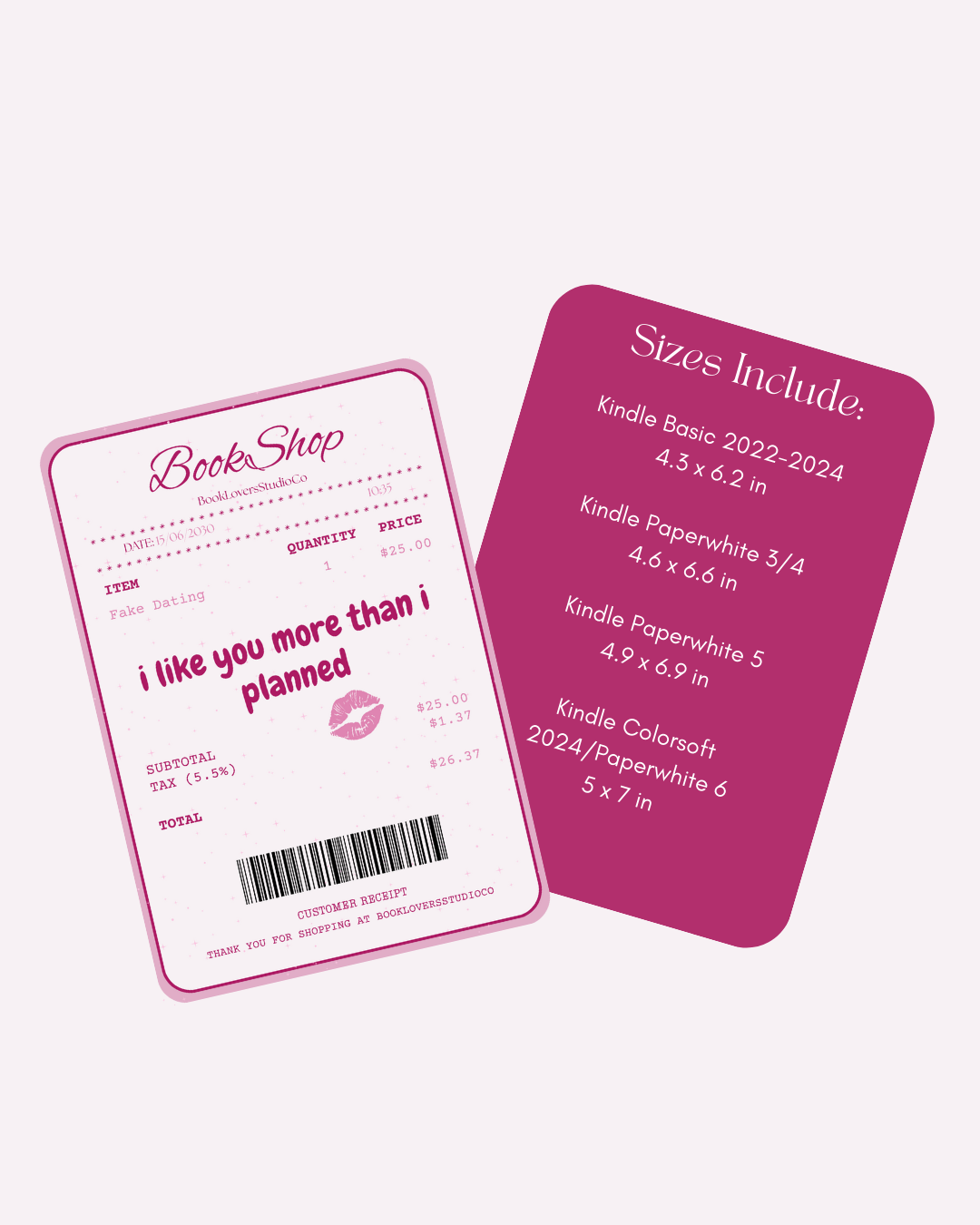 Fake Dating Receipt Kindle Insert DIGITAL