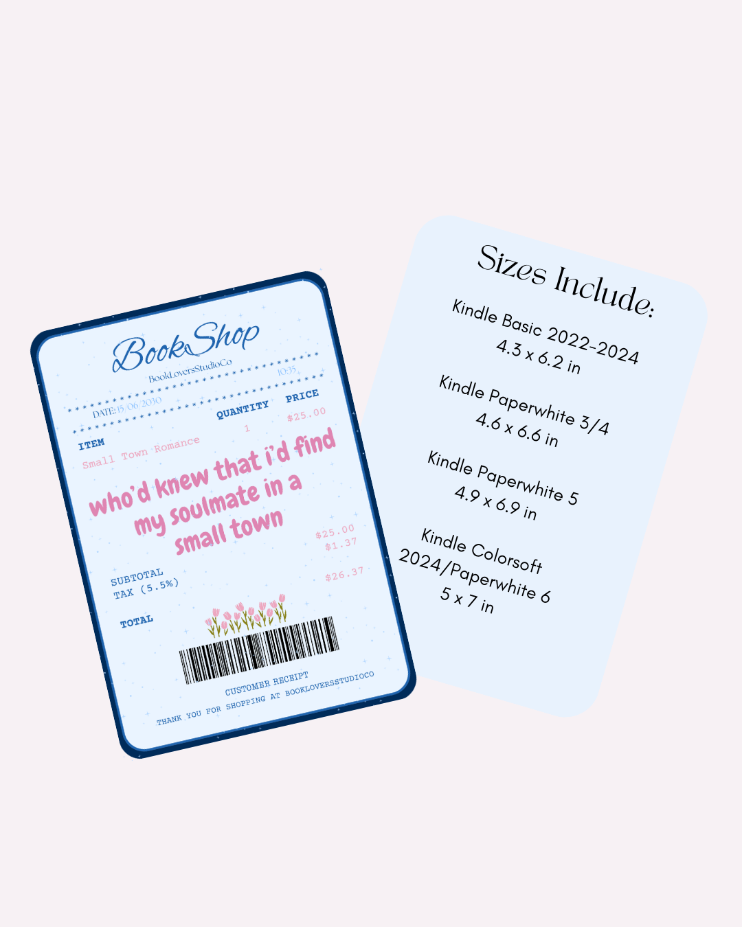 Small Town Romance Receipt Kindle Insert DIGITAL