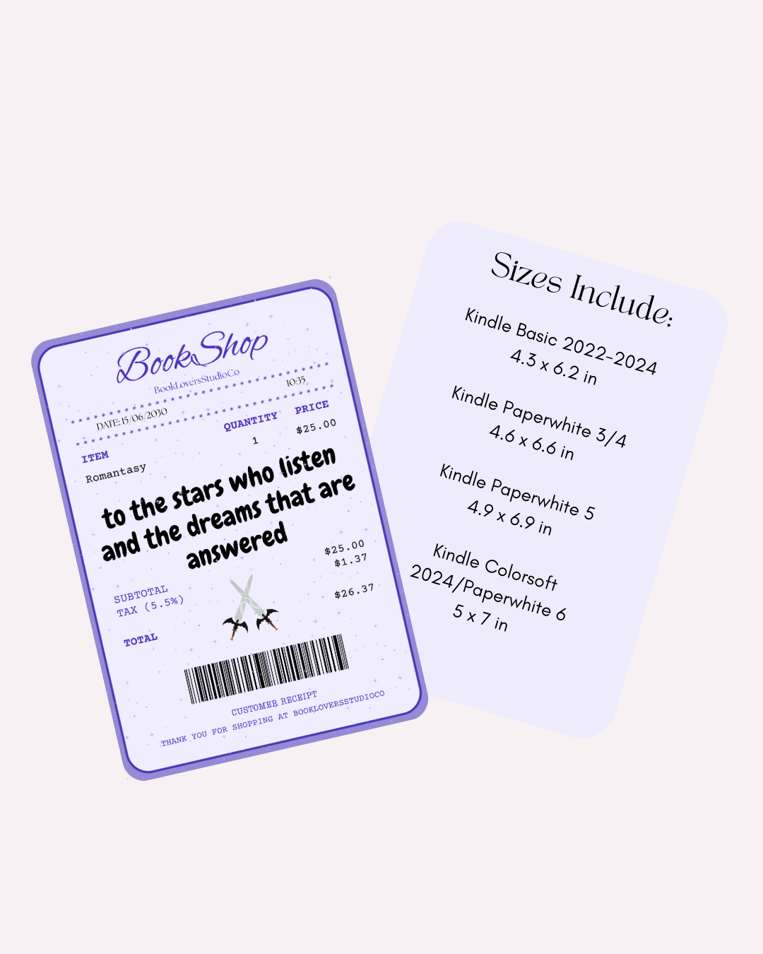 Romantasy Receipt Kindle Insert DIGITAL
