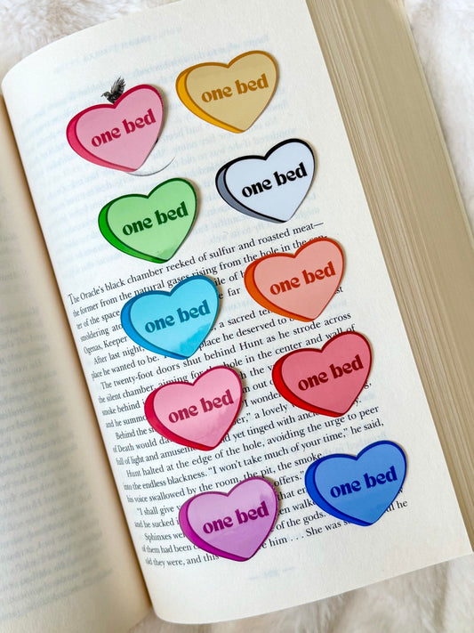 One Bed Candy Heart Sticker