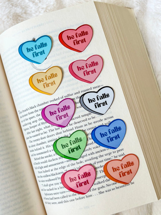 He Falls First Candy Heart Sticker