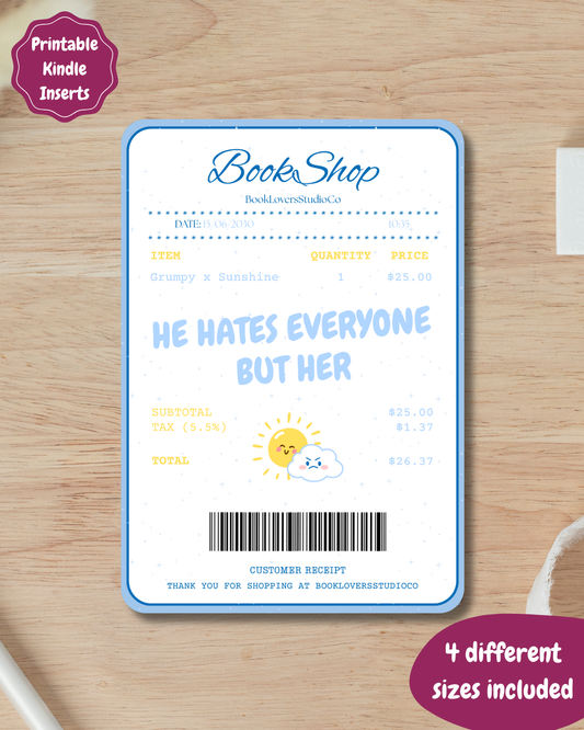 Grumpy x Sunshine Receipt Kindle Insert DIGITAL