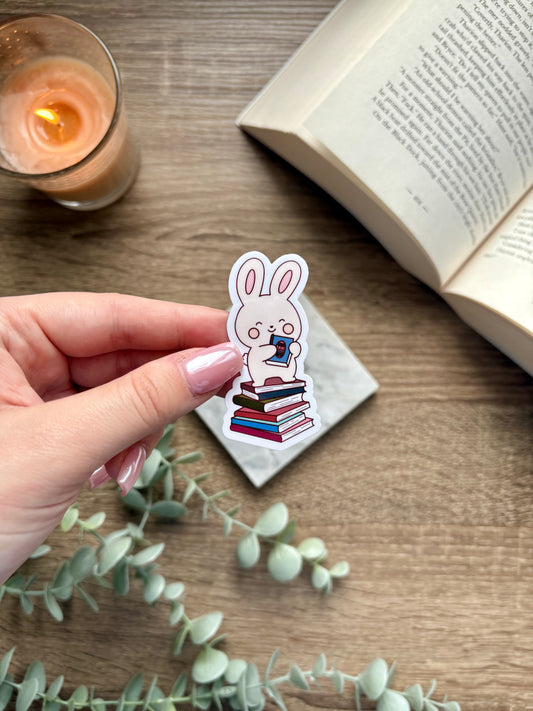 Bunny Book Stack Sticker