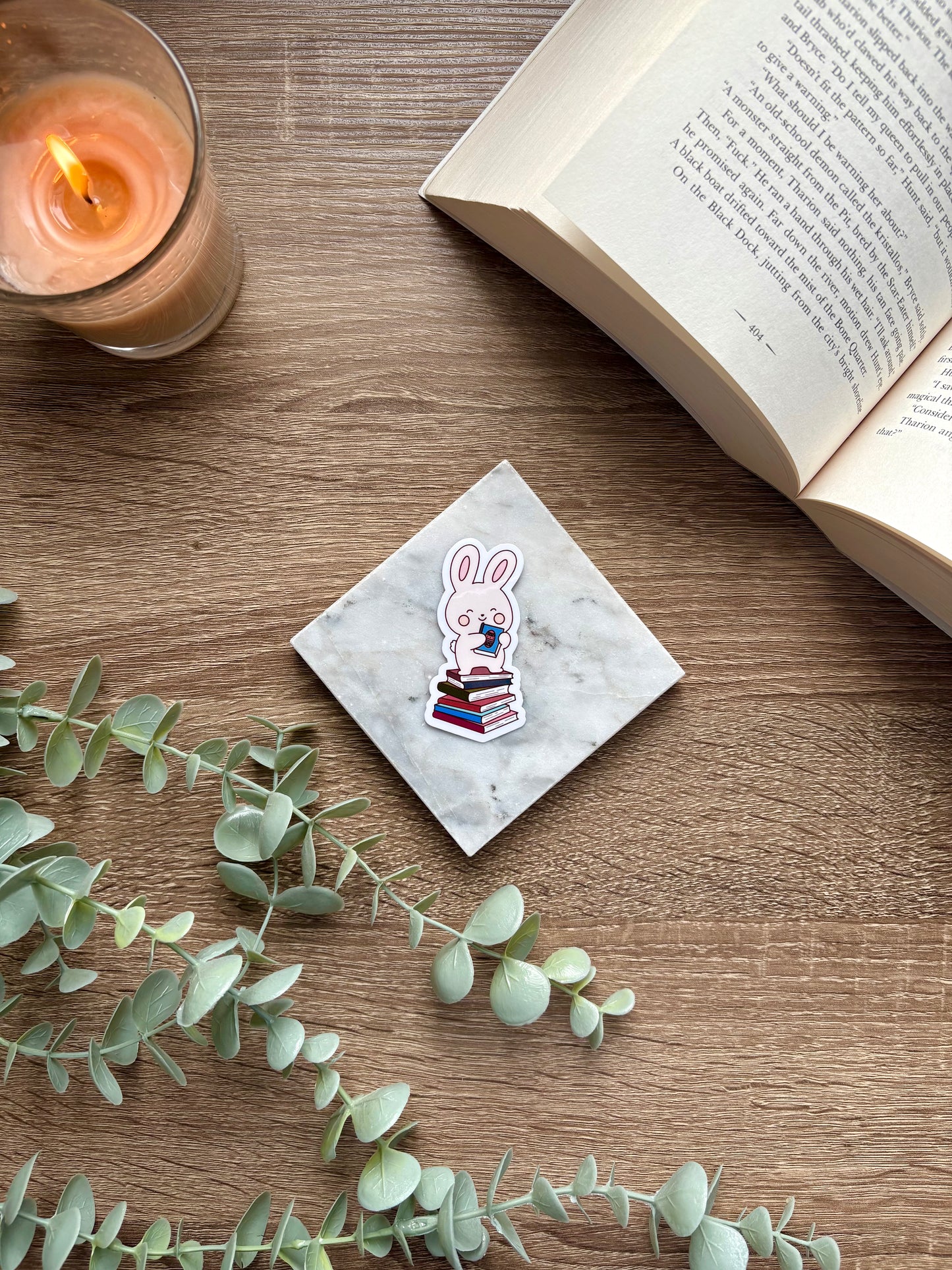 Bunny Book Stack Sticker