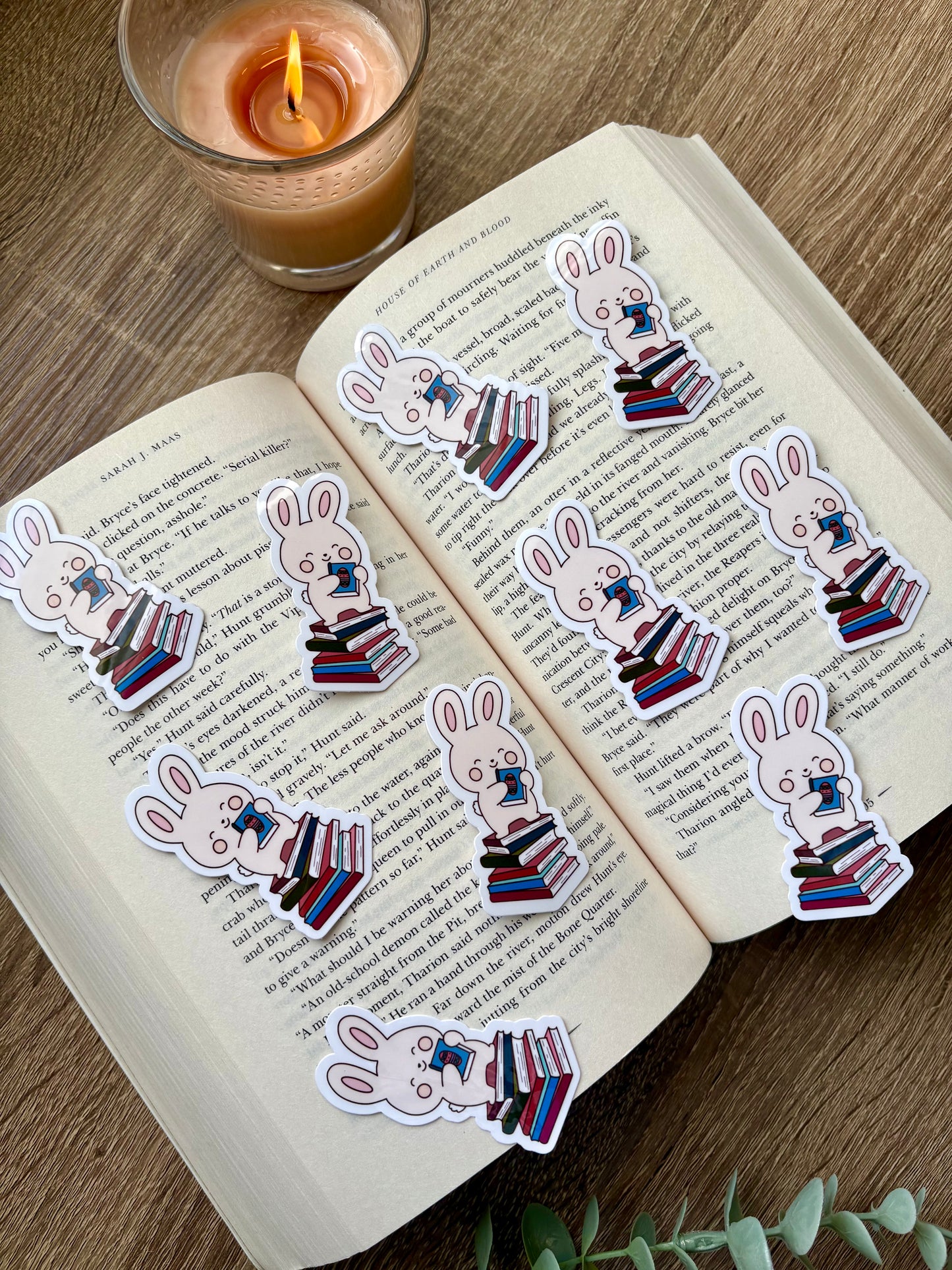 Bunny Book Stack Sticker