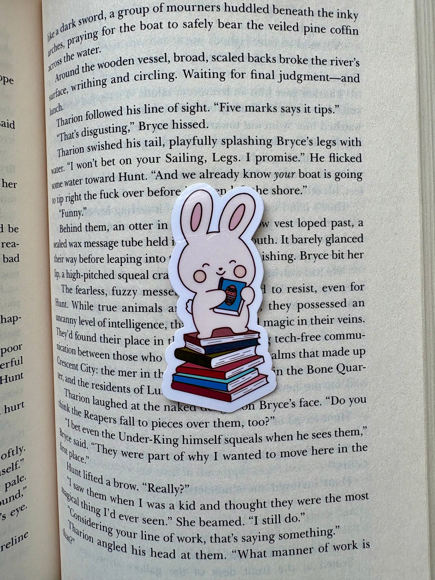 Bunny Book Stack Sticker