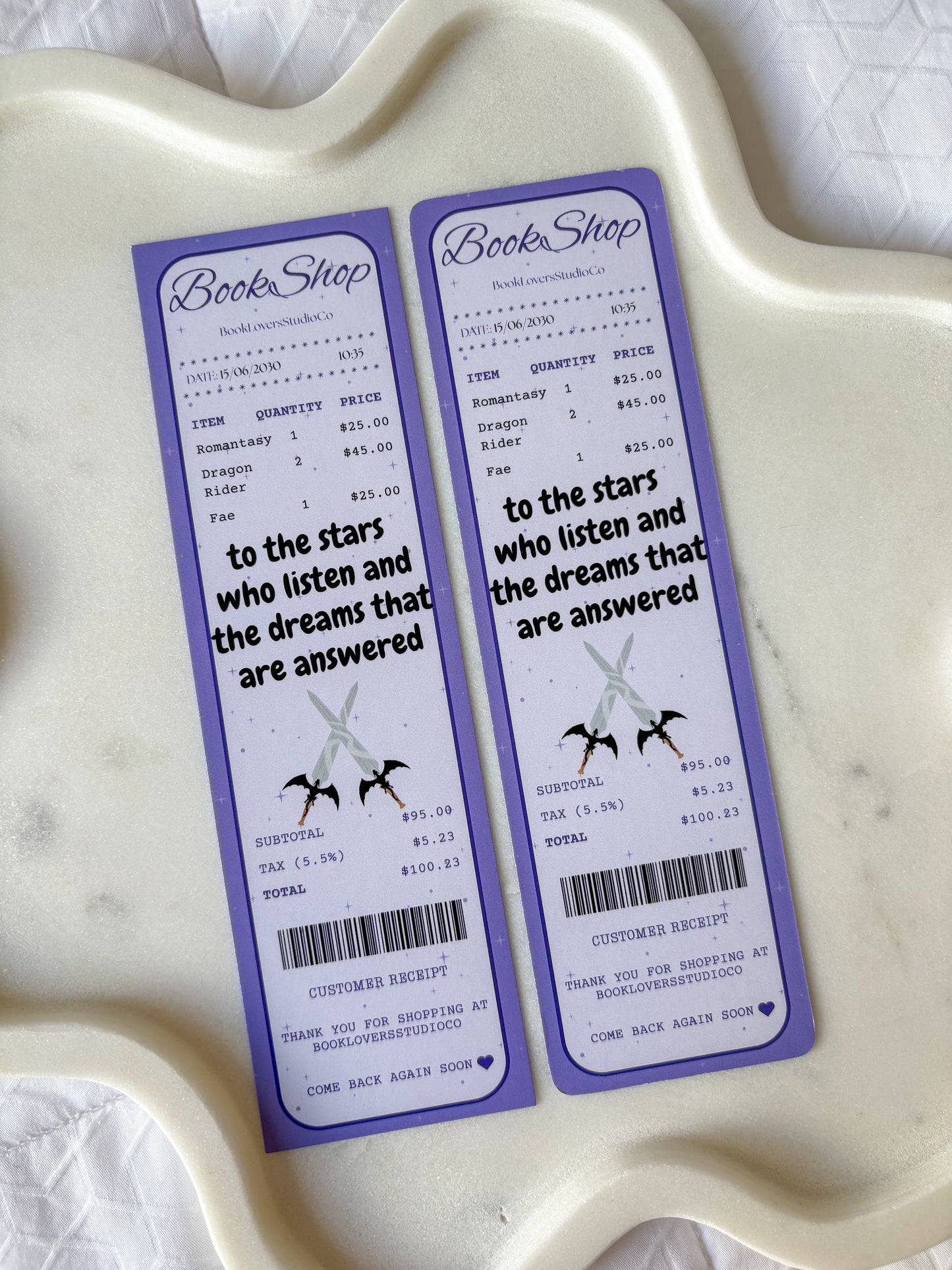 Romantasy Receipt Bookmark
