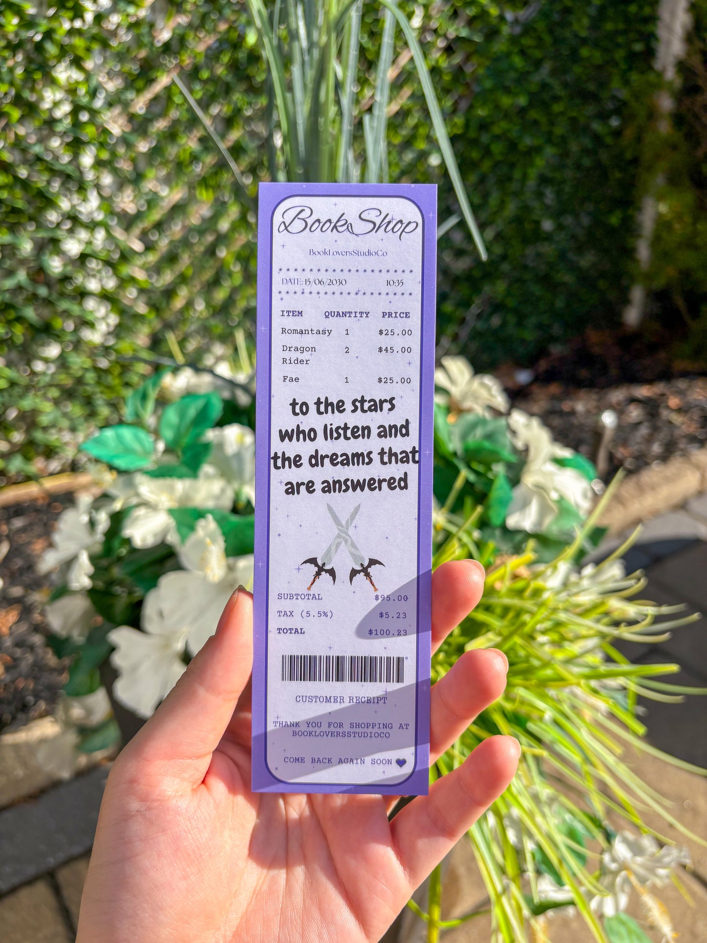 Romantasy Receipt Bookmark
