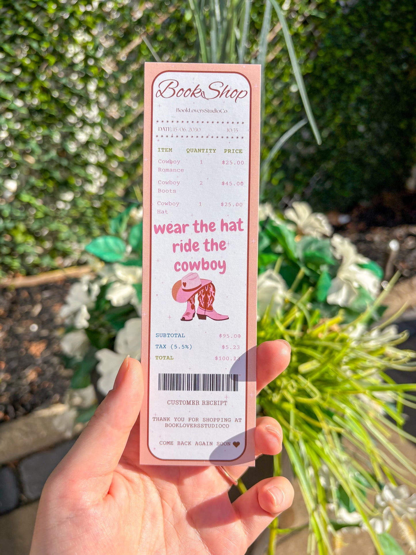 Cowboy Romance Receipt Bookmark